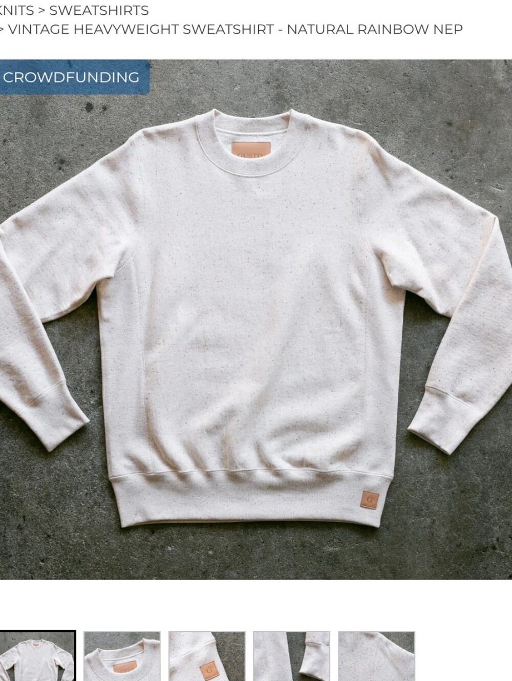Gustin Vinatge Heavyweight Sweatshirt Natural Rainbow Nep- M